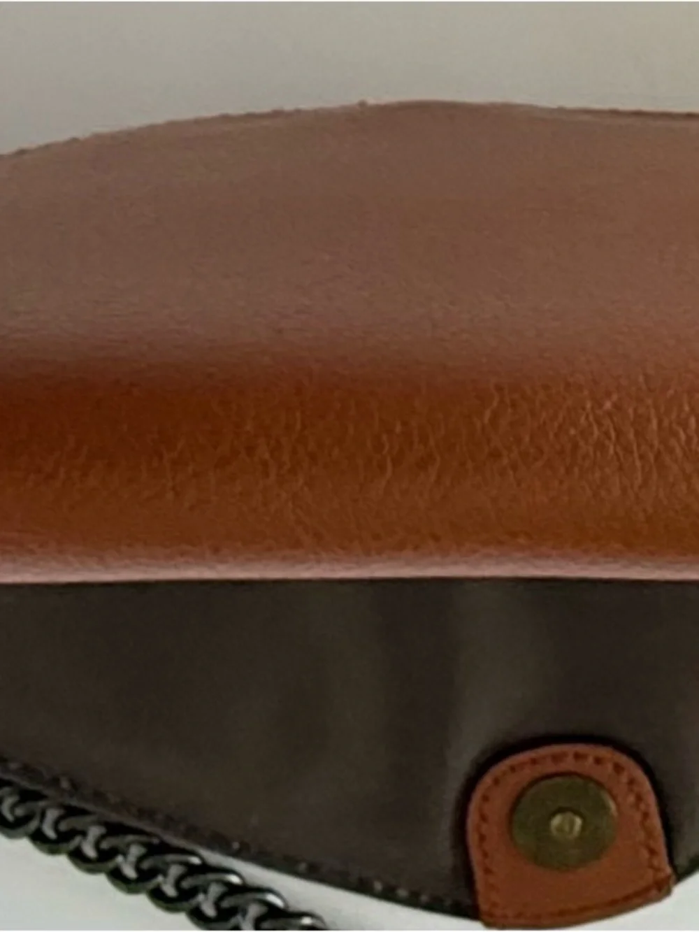 J.Crew Leather Crossbody Clutch Cognac Brown Chain Strap Envelope Bag - Picture 8 of 12